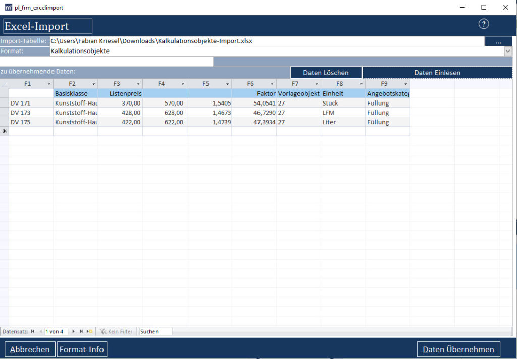 Excel Import Msfaktura V3 Hilfe 2134